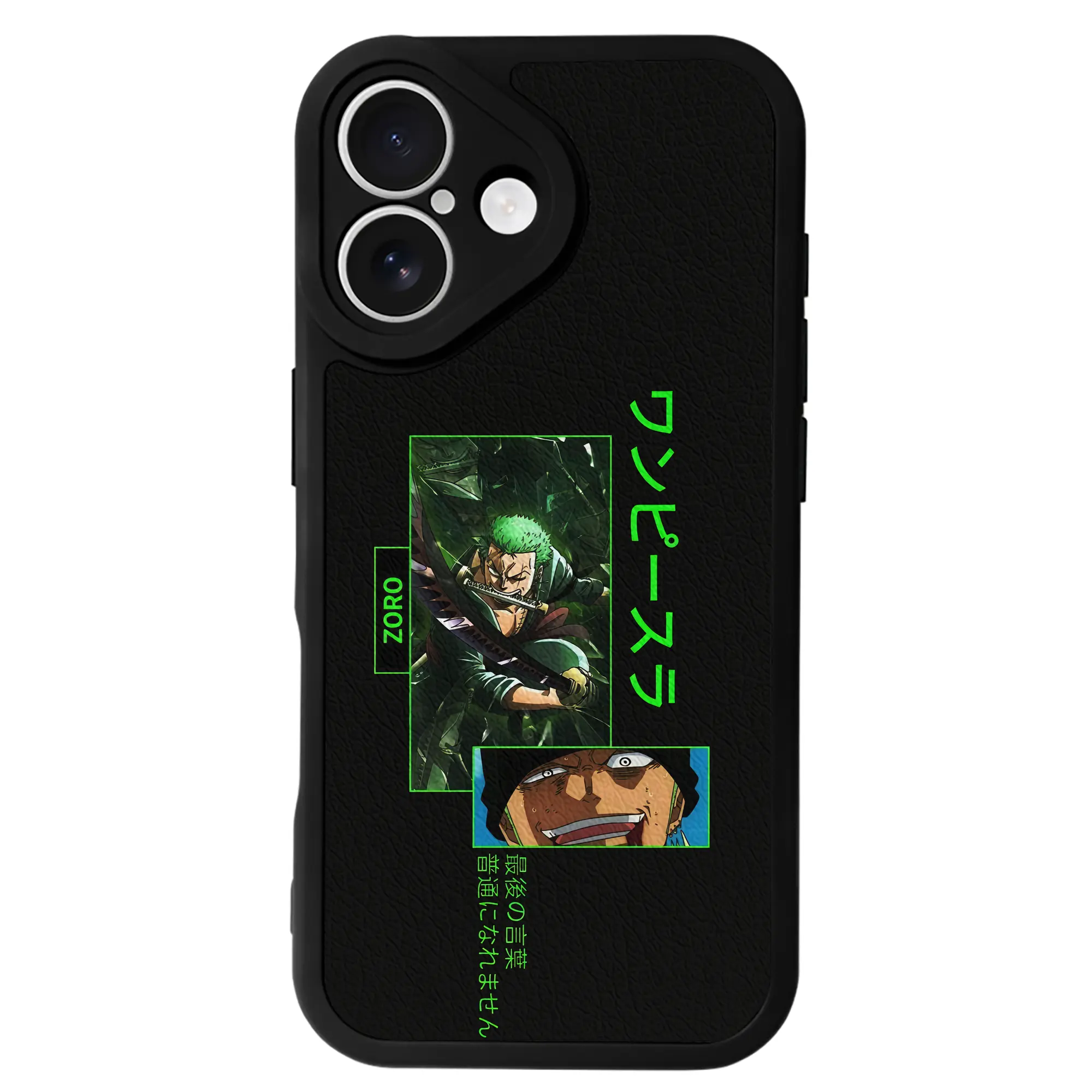 ワンピース グッズ ロロノア・ゾロ - IPhone 16シリーズ対応 ・ シリコンスマホケース ・ レザー調 ・ 高精度フィット ・ 耐衝撃 ・ ワイヤレス充電対応 ・ 精密カット